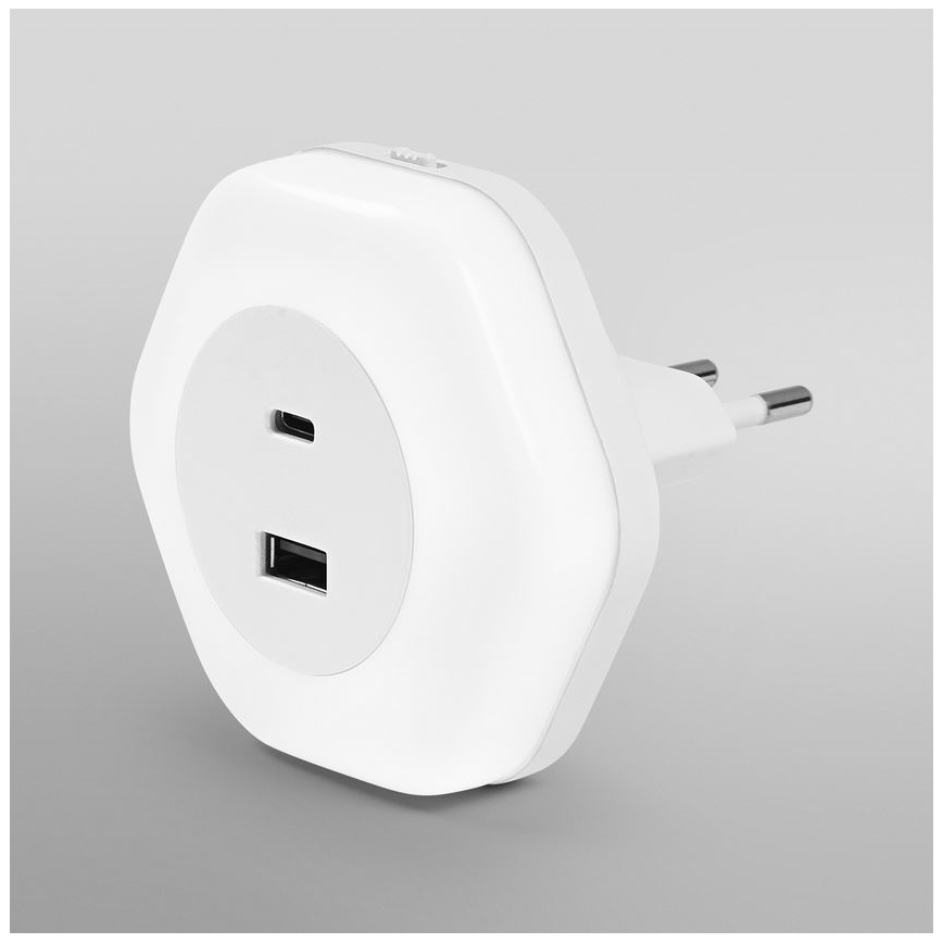 Ledvance - LED Orientační svítidlo do zásuvky s USB LUNETTA LED/15W/230V