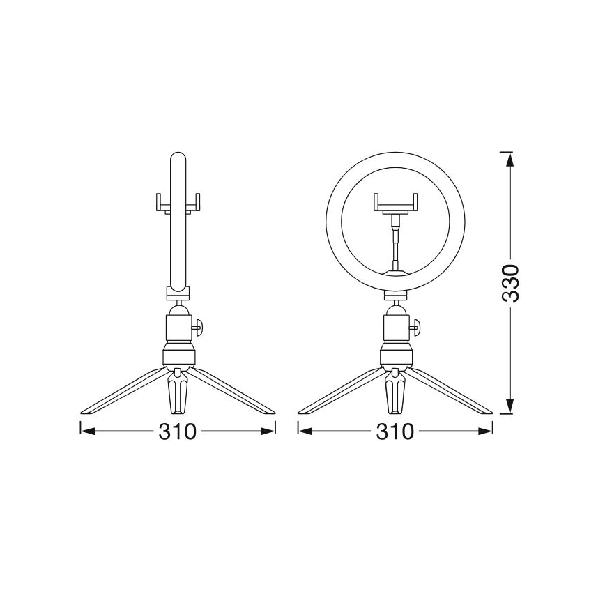 Ledvance - LED Stmívatelná stolní lampa se stojanem a držákem pro vlogování LED/5,5W/USB 3000/4000/6500K