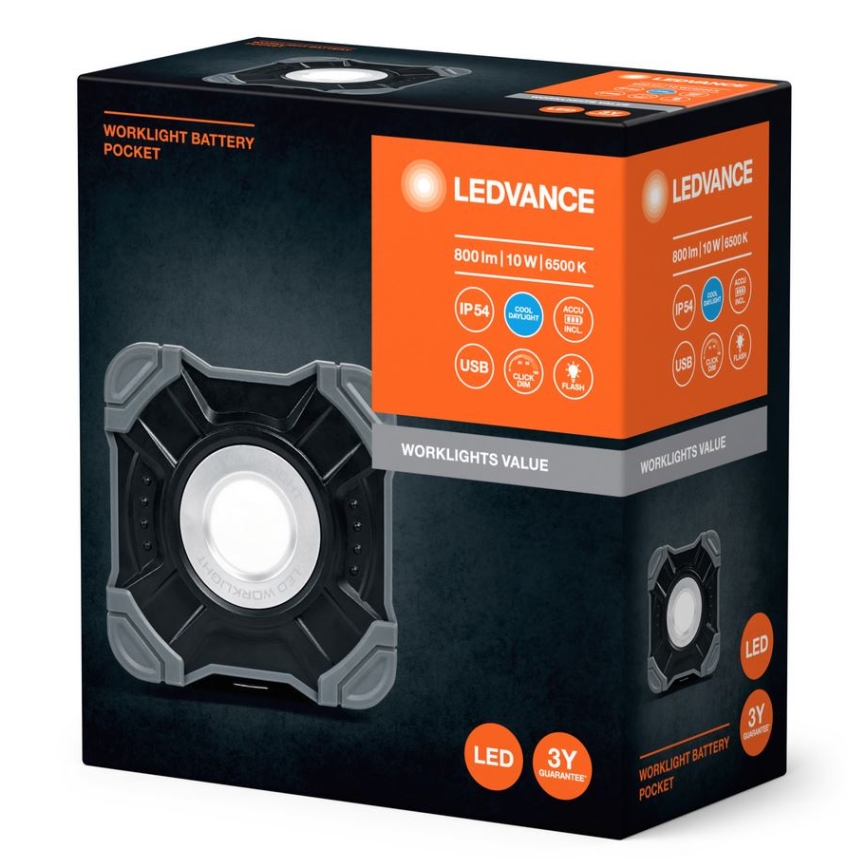 Ledvance - LED Stmívatelné pracovní svítidlo WORKLIGHT BATTERY LED/10W/5V IP54