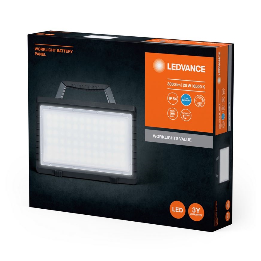 Ledvance - LED Stmívatelný venkovní nabíjecí reflektor WORKLIGHT BATTERY LED/26W/5V IP54