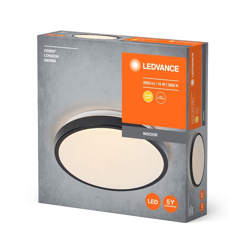 Ledvance - LED Stropní svítidlo ORBIS LONDON LED/16W/230V černá