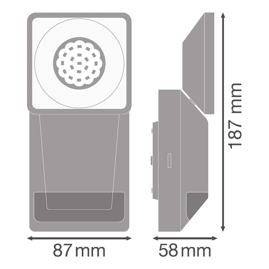 Ledvance - LED Venkovní nástěnné svítidlo se senzorem SPOT LED/8W/230V IP55 černá