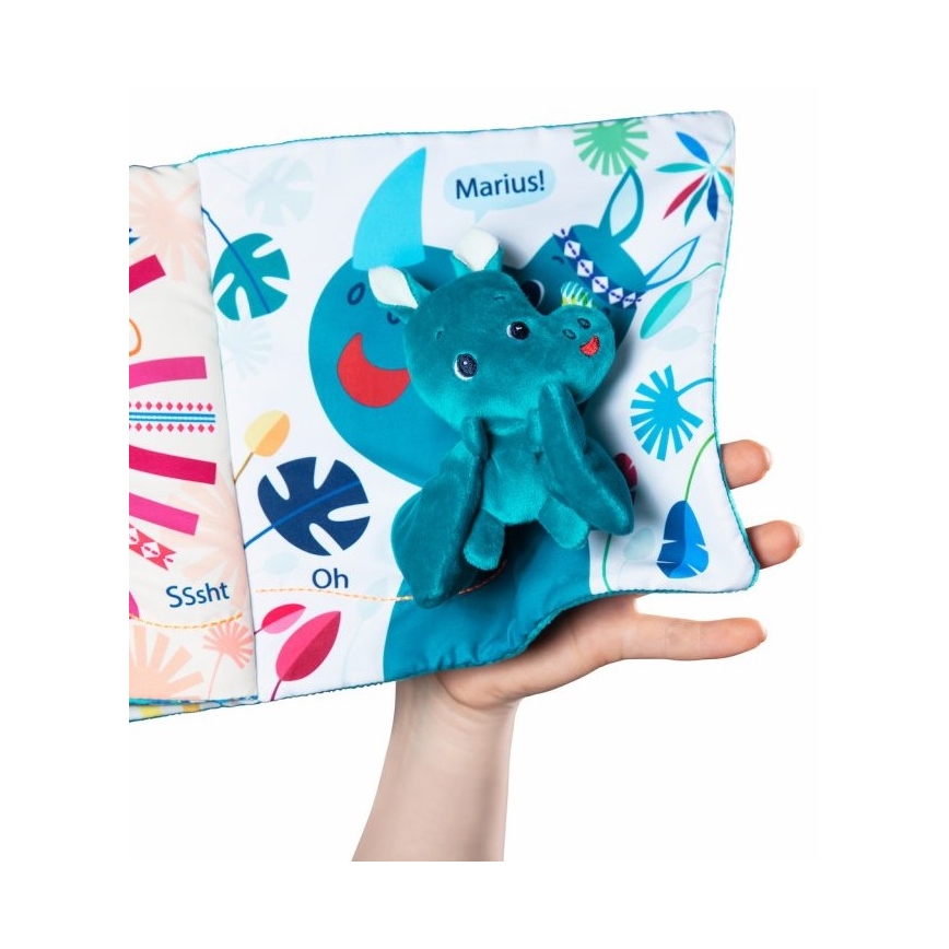 Lilliputiens - Dětská textilní knížka nosorožec Marius