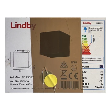 Lindby - LED Nástěnné svítidlo QUASO LED/4W/230V beton