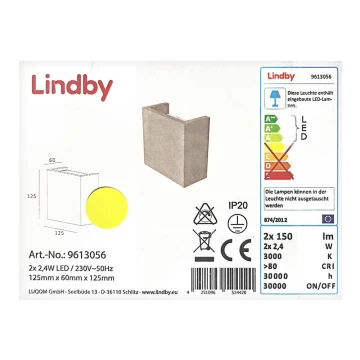 Lindby - LED Nástěnné svítidlo YVA 2xLED/2,4W/230V
