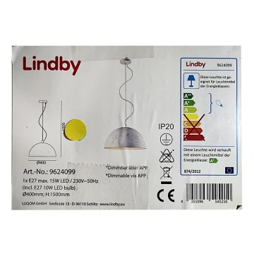 Lindby - LED RGB Stmívatelný lustr na lanku CAROLLE LED/10W/230V Wi-Fi Tuya