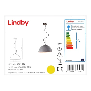 Lindby - LED RGBW Stmívatelný lustr na lanku CAROLLE 1xE27/10W/230V Wi-Fi Tuya