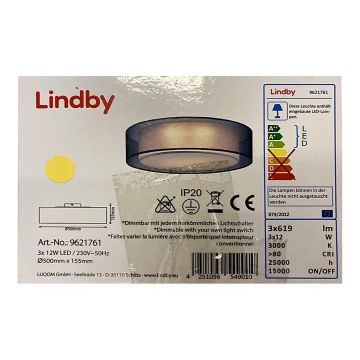 Lindby - LED Stmívatelné stropní svítidlo AMON 3xLED/12W/230V