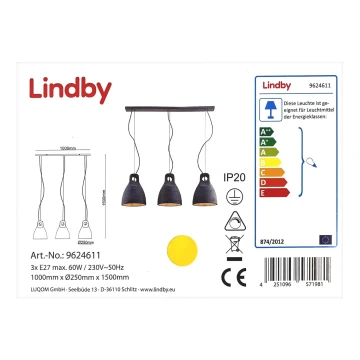 Lindby - Lustr na lanku IBU 3xE27/60W/230V