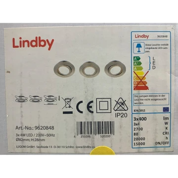 Lindby - SADA 3x LED Podhledové svítidlo ANDREJ LED/4W/230V