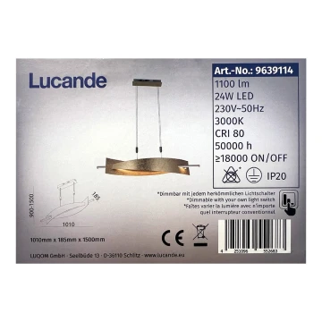 Lucande - LED Stmívatelný lustr na lanku MARIJA LED/24W/230V