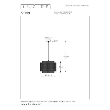 Lucide 02404/01/30 - Lustr na lanku ORRIN 1xE27/60W/230V