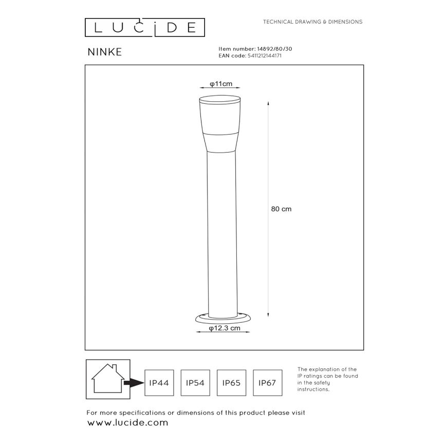 Lucide 14892/80/30 - Venkovní lampa NINKE 1xGU10/5W/230V IP54