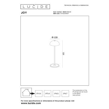 Lucide 15500/02/31 - LED Stmívatelná dotyková venkovní lampa JOY LED/1,5W/4V IP54 bílá