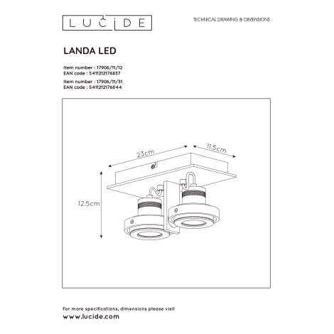 Lucide 17906/11/12 - LED Stmívatelné bodové svítidlo LANDA 2xGU10/5W/230V chrom