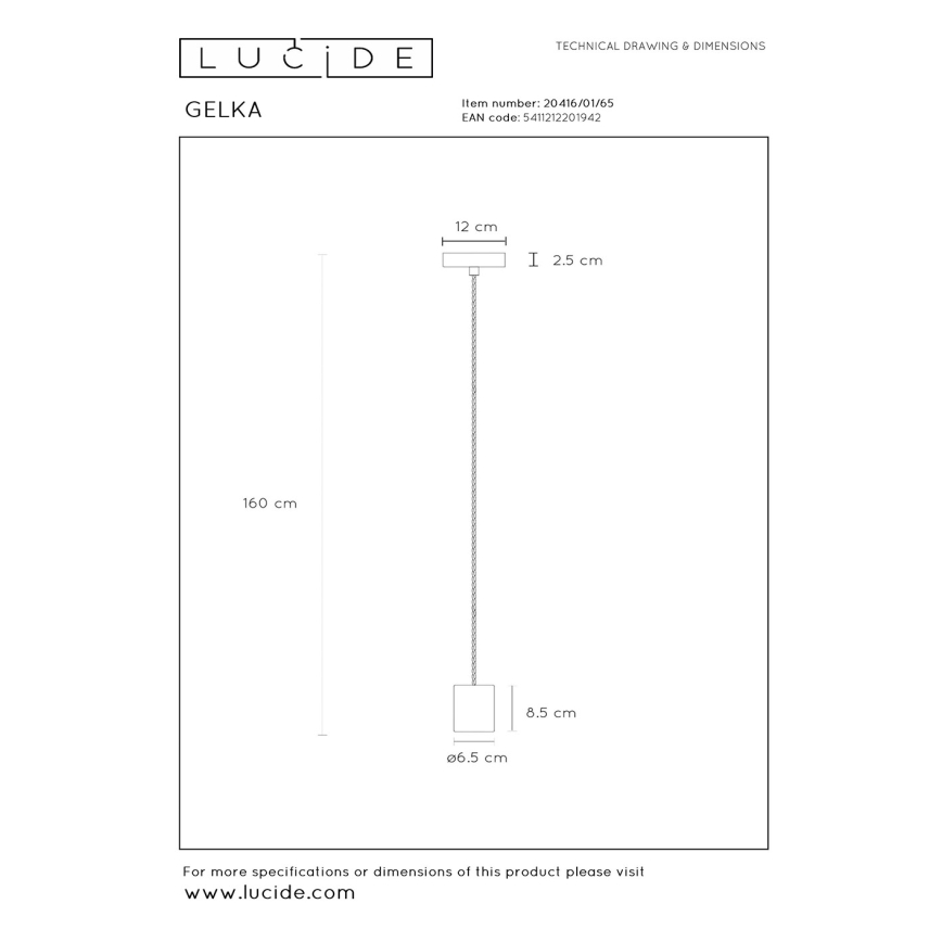 Lucide 20416/01/65 - Lustr na lanku GELKA 1xE27/40W/230V