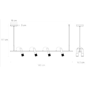 Lucide 20420/20/30 - LED Lustr na lanku DUELE 4xLED/5,3W/230V