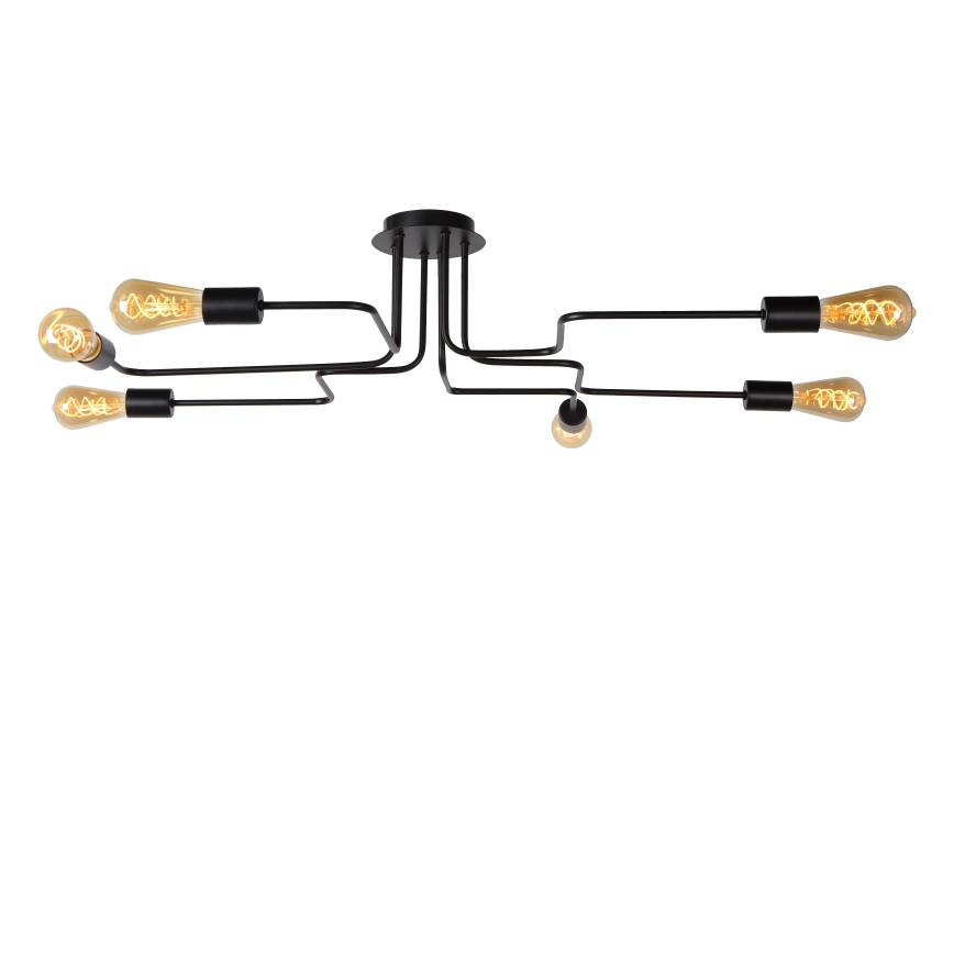 Lucide 21112/06/30 - Přisazený lustr LESTER 6xE27/40W/230V černá
