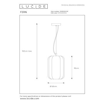 Lucide 25409/01/30 - Lustr na lanku FERN 1xE27/60W/230V