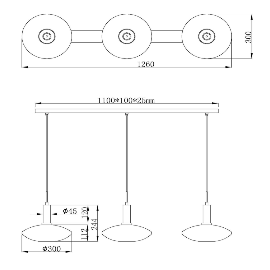 Lucide 25413/03/02 - Lustr na lanku SINGALA 3xE27/60W/230V