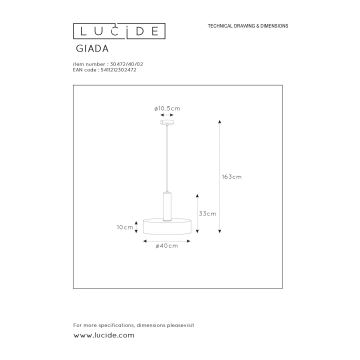 Lucide 30472/40/02 - Lustr na lanku GIADA 1xE27/60W/230V