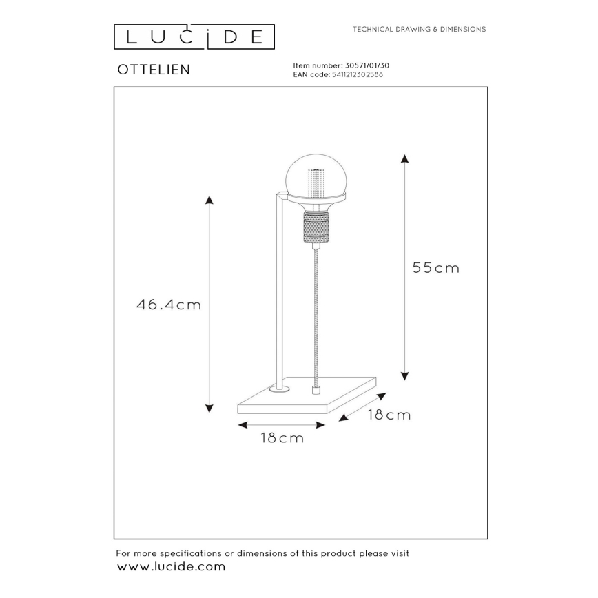 Lucide 30571/01/30 - Stolní lampa OTTELIEN 1xE27/60W/230V