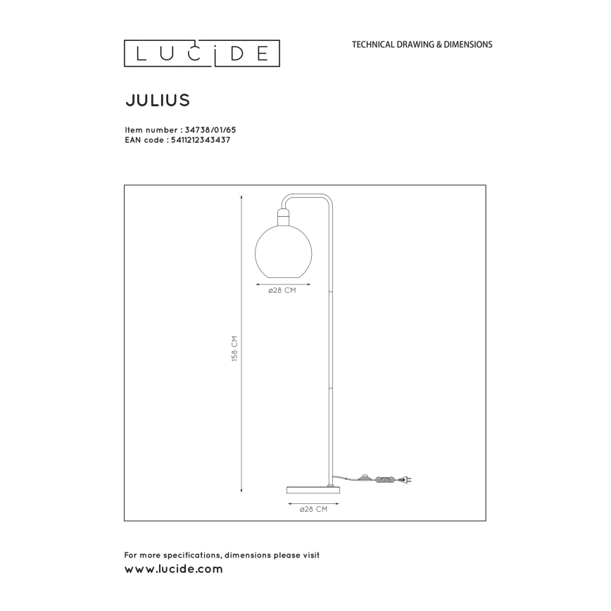 Lucide 34738/01/65 - Stojací lampa JULIUS 1xE27/15W/230V