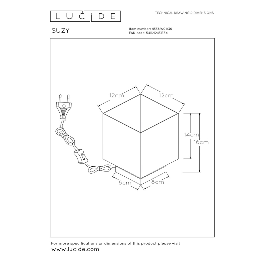 Lucide 45589/01/30 - Stolní lampa SUZY 1xE14/40W/230V černá