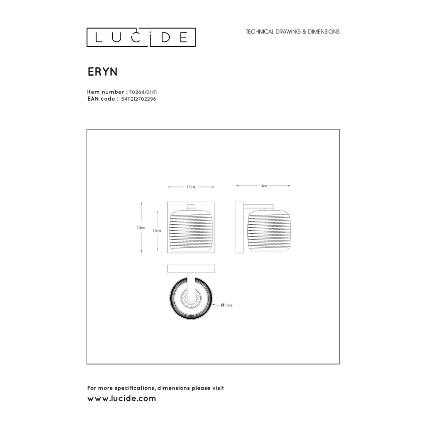 Lucide 70284/01/11 - Nástěnné svítidlo ERYN 1xG9/42W/230V