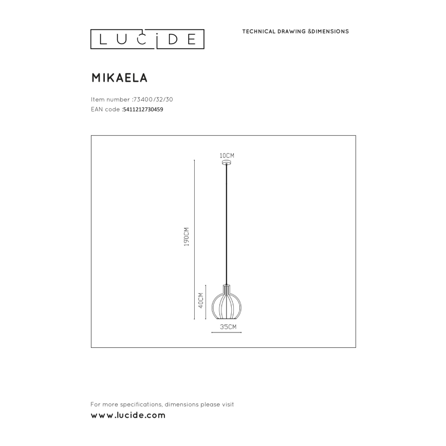 Lucide 73400/32/30 - Lustr na lanku MIKAELA 1xE27/60W/230V