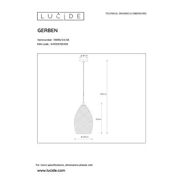 Lucide 78390/24/63 - Lustr na lanku GERBEN 1xE27/40W/230V