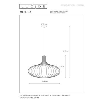 Lucide 78393/38/66 - Lustr na lanku MERLINA 1xE27/60W/230V růžová