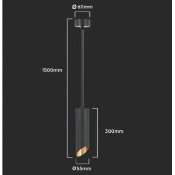 Lustr na lanku 1xGU10/35W/230V 30 cm černá