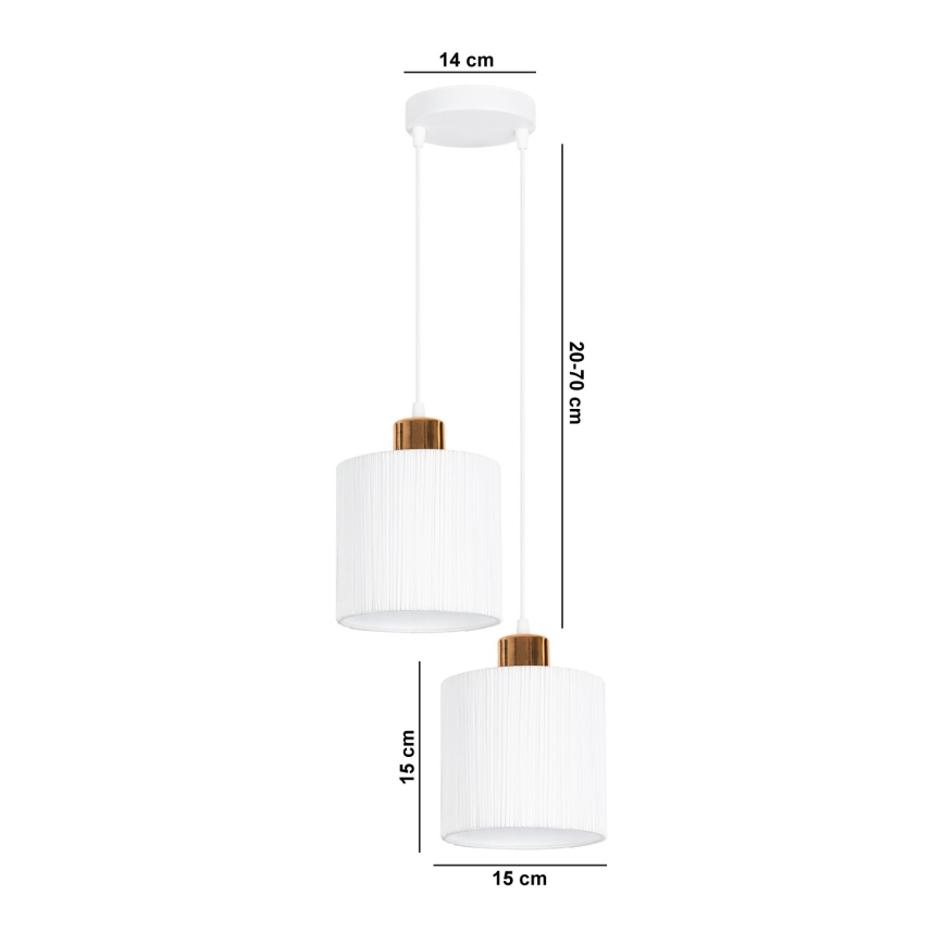 Lustr na lanku BIZO 2xE27/60W/230V bílá/měděná