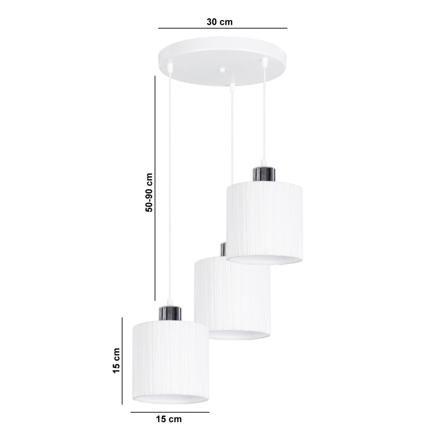 Lustr na lanku BIZO 3xE27/60W/230V bílá/šedá