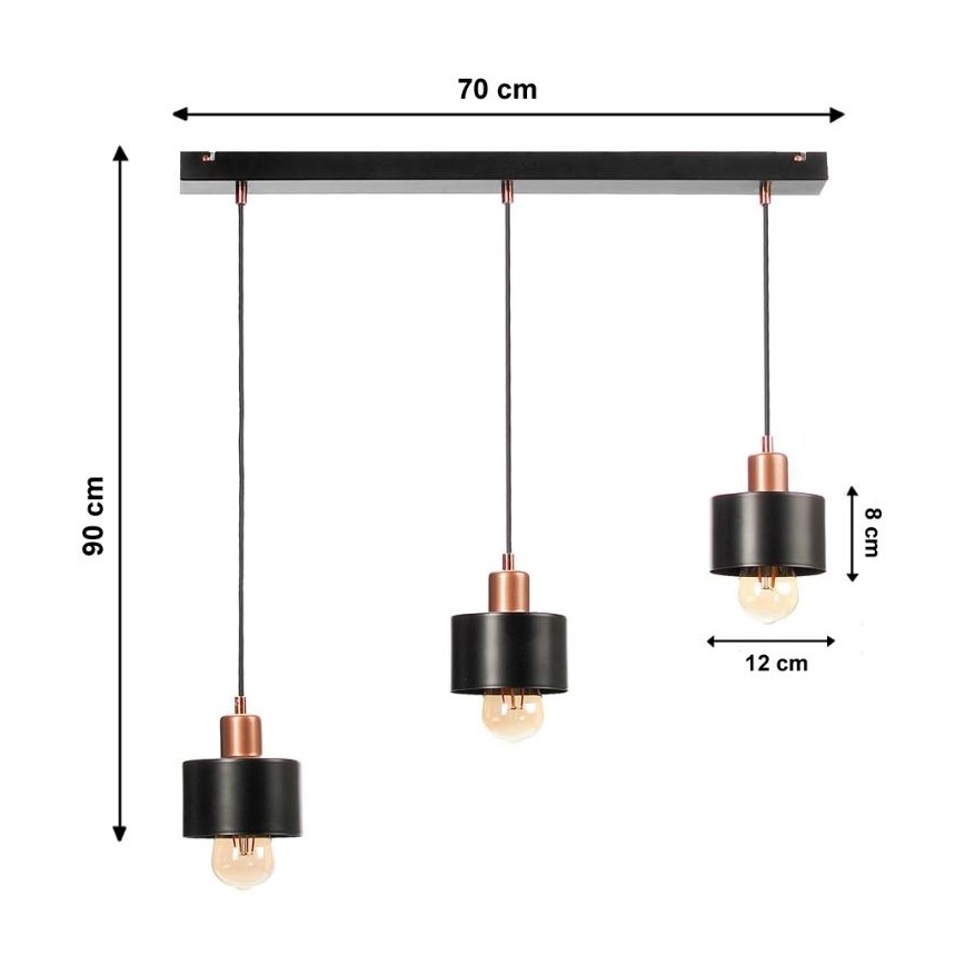 Lustr na lanku BODO 3xE27/60W/230V