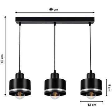 Lustr na lanku BODO SILVER 3xE27/60W/230V