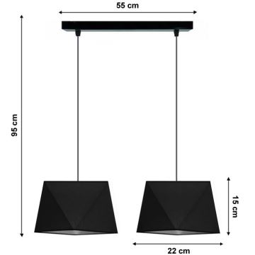 Lustr na lanku DIAMENT 2xE27/60W/230V černá