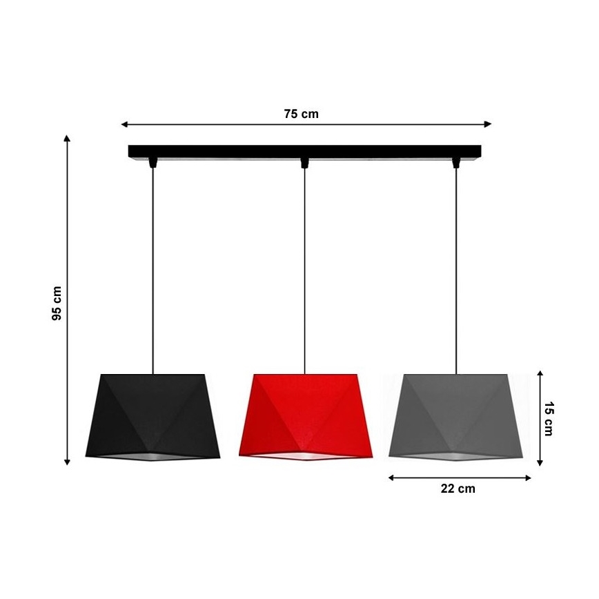 Lustr na lanku DIAMENT 3xE27/60W/230V