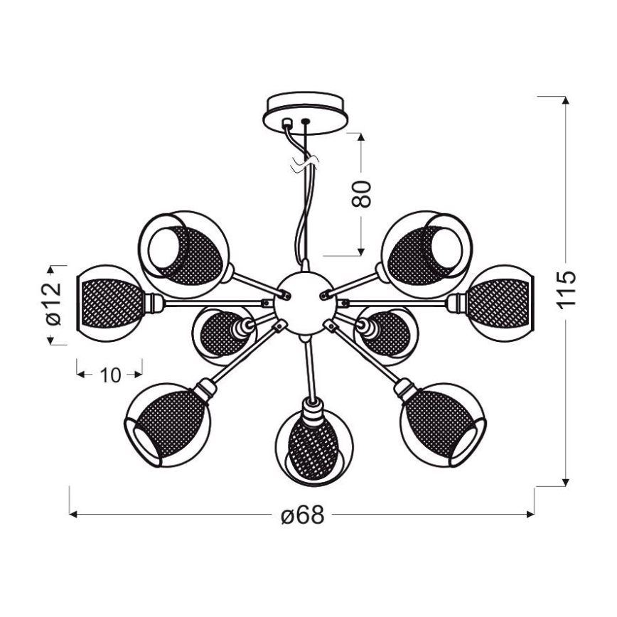 Lustr na lanku DIXI 9xE14/40W/230V