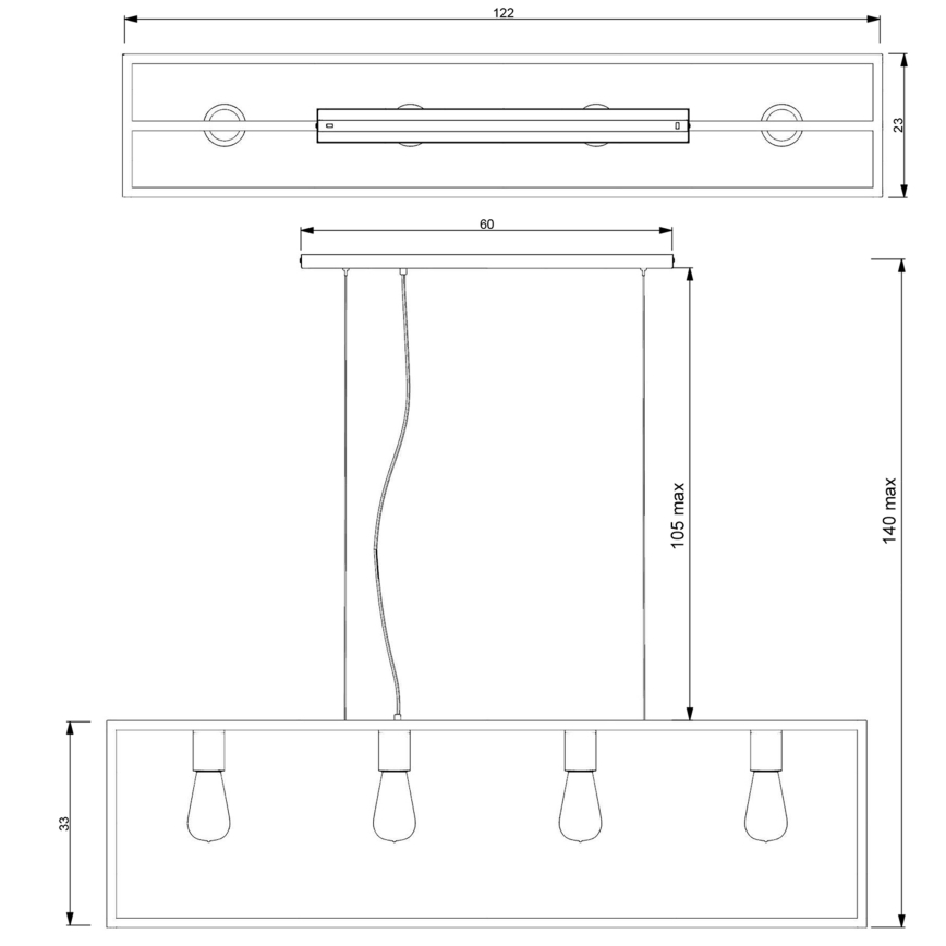 Lustr na lanku FRAME 4xE27/60W/230V černá