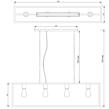 Lustr na lanku FRAME 4xE27/60W/230V měď