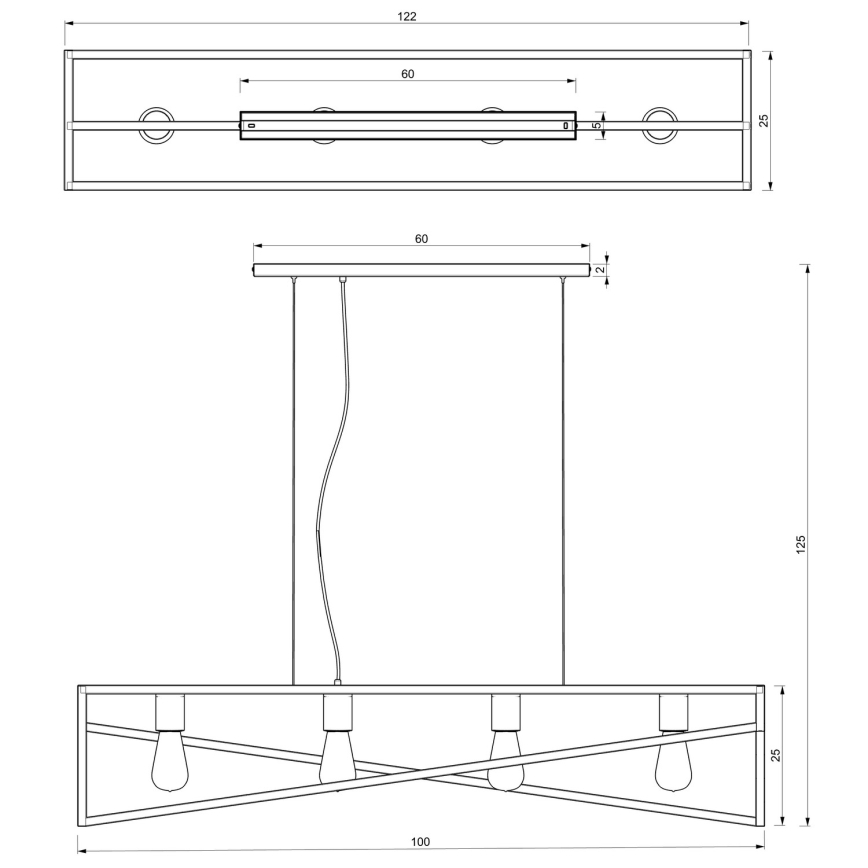 Lustr na lanku GOTE 4xE27/60W/230V