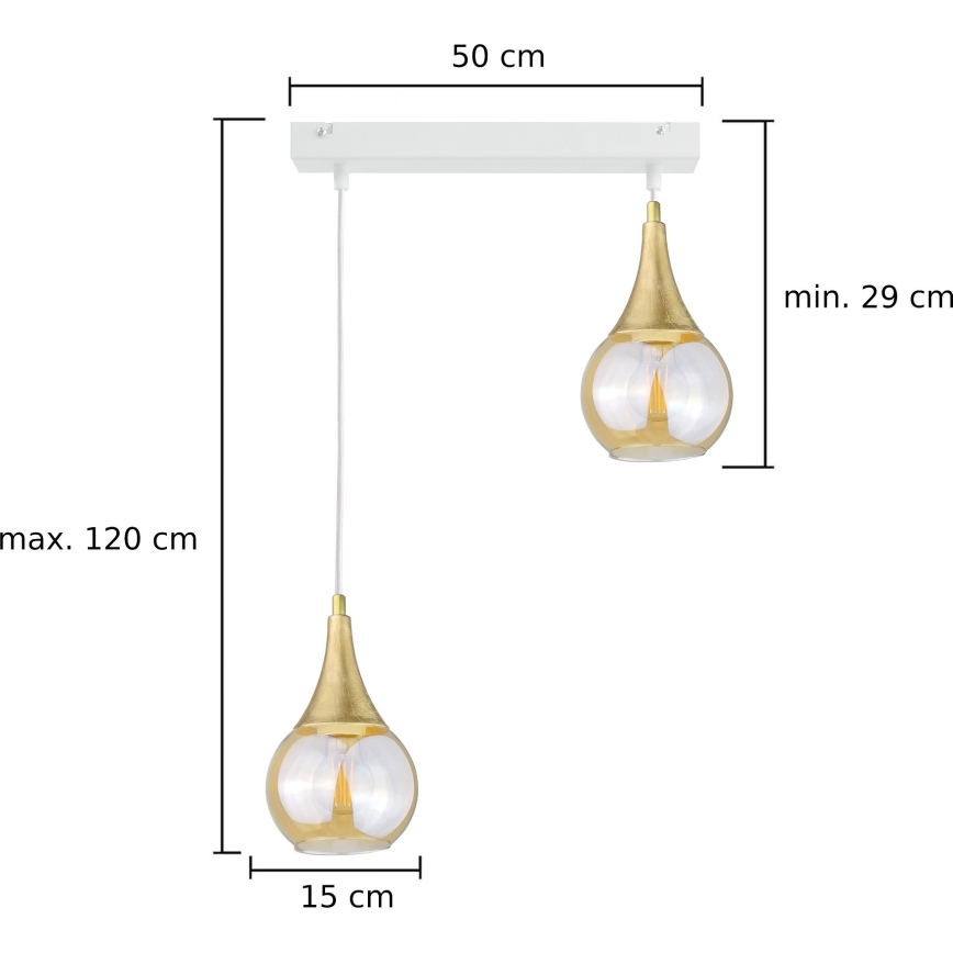 Lustr na lanku LACRIMA WHITE 2xE27/60W/230V