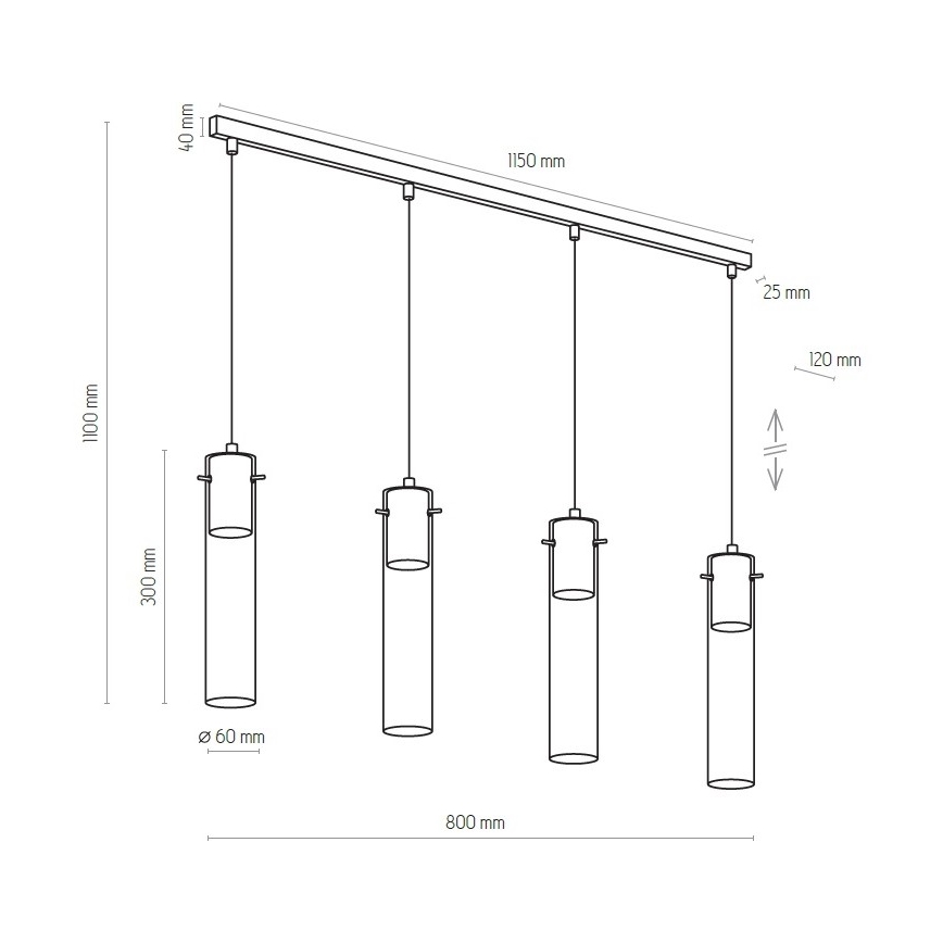 Lustr na lanku LOOK GRAPHITE 4xGU10/10W/230V