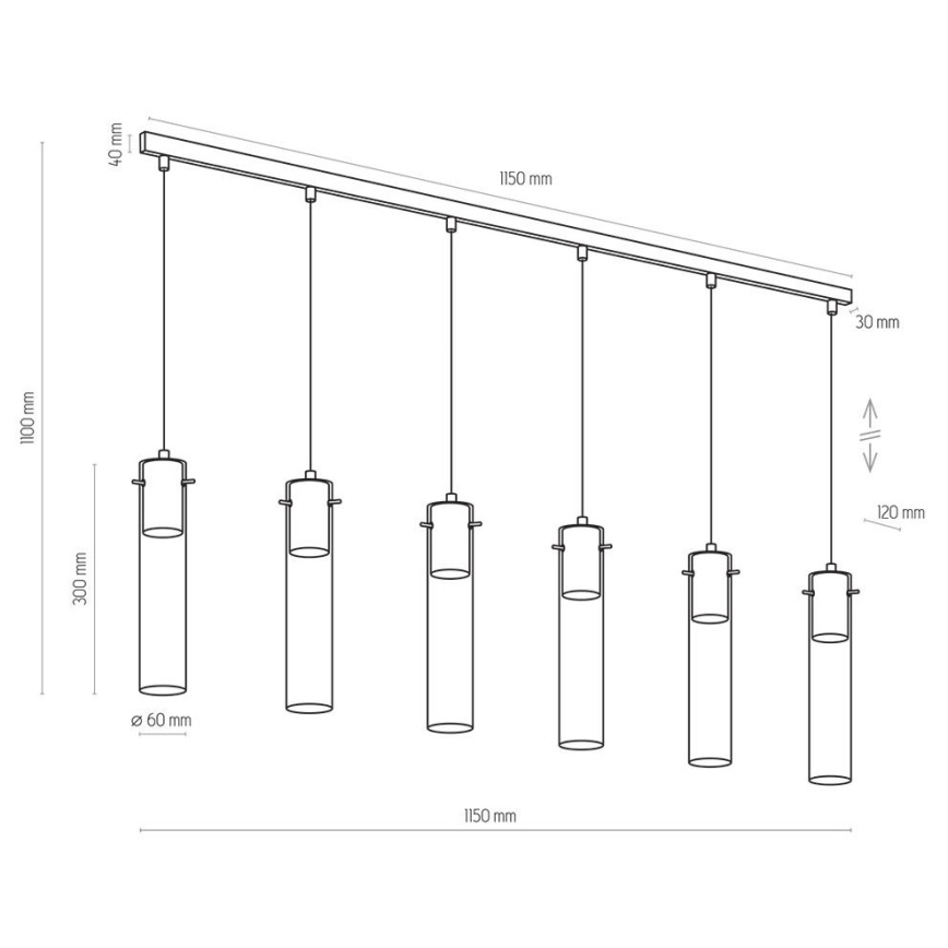 Lustr na lanku LOOK GRAPHITE 6xGU10/10W/230V