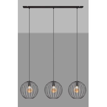 Lustr na lanku MERCURE 3xE27/60W/230V černá