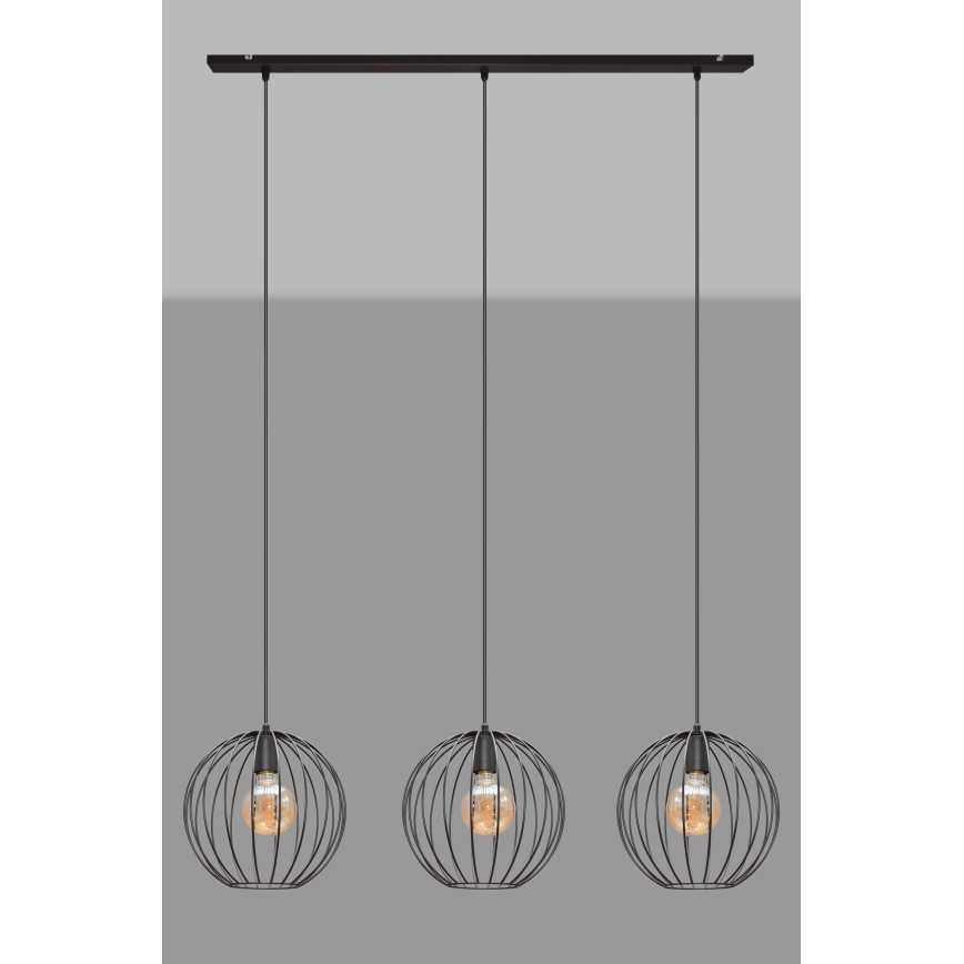 Lustr na lanku MERCURE 3xE27/60W/230V černá