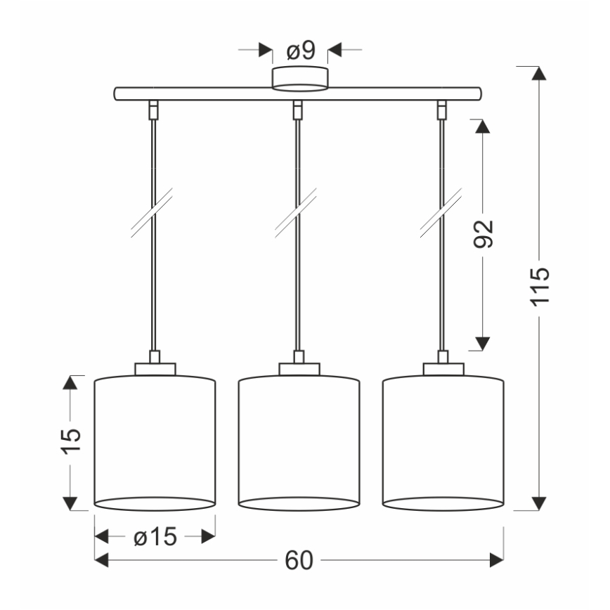 Lustr na lanku PATTI 3xE27/60W/230V zelená