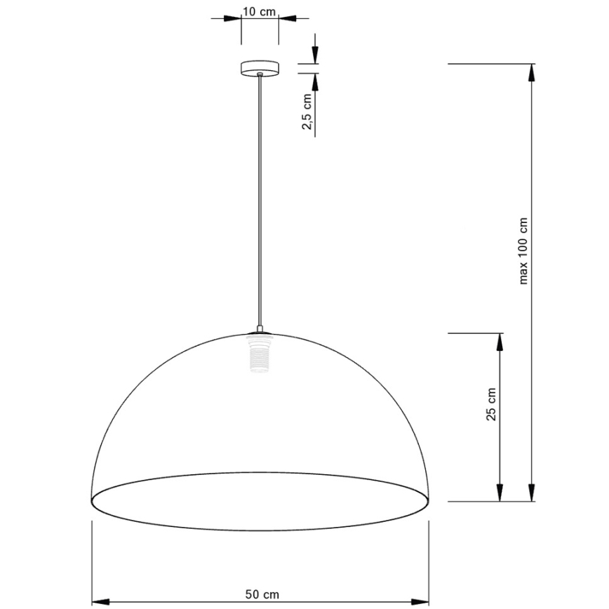 Lustr na lanku SFERA 1xE27/60W/230V pr. 50 cm bílá/měděná